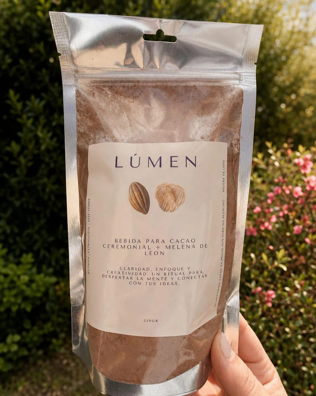 Cacao + Melena de León de Lúmen, presentación de 250 g